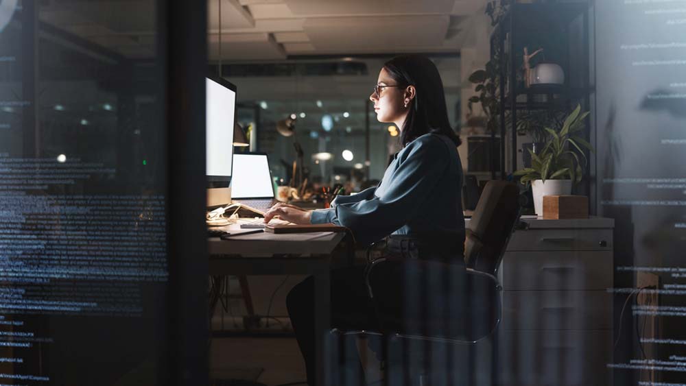 Developer's office at night