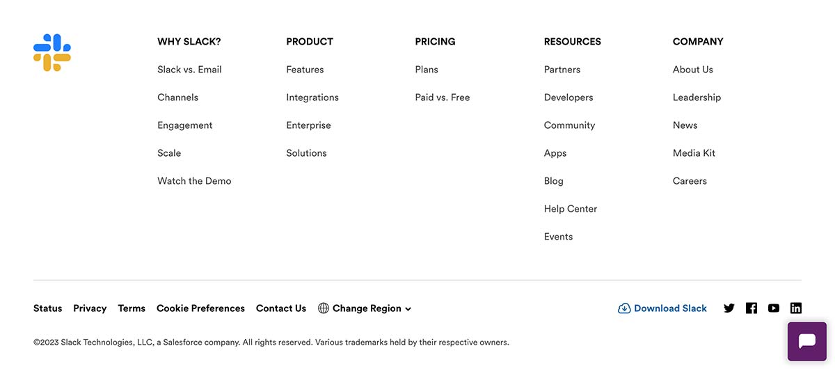 Slack footer